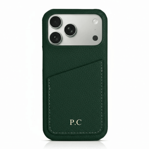 Green Card Holder Leather iPhone Case - Poly Bands