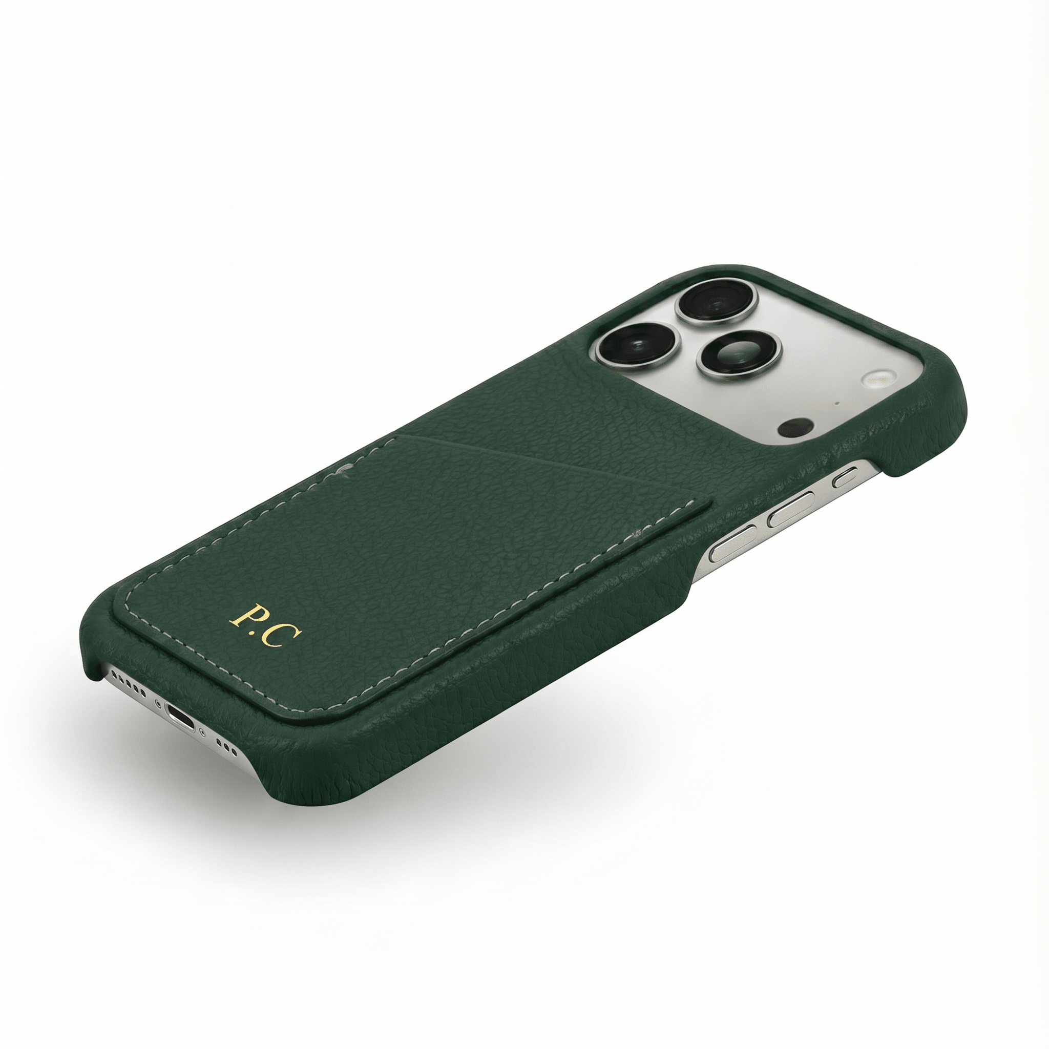 Green Card Holder Leather iPhone Case - Poly Bands