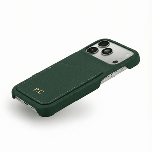 Green Card Holder Leather iPhone Case - Poly Bands