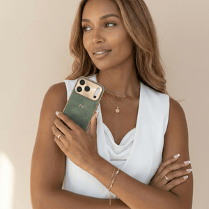 Green Lambskin Leather Custom iPhone Case - Poly Bands
