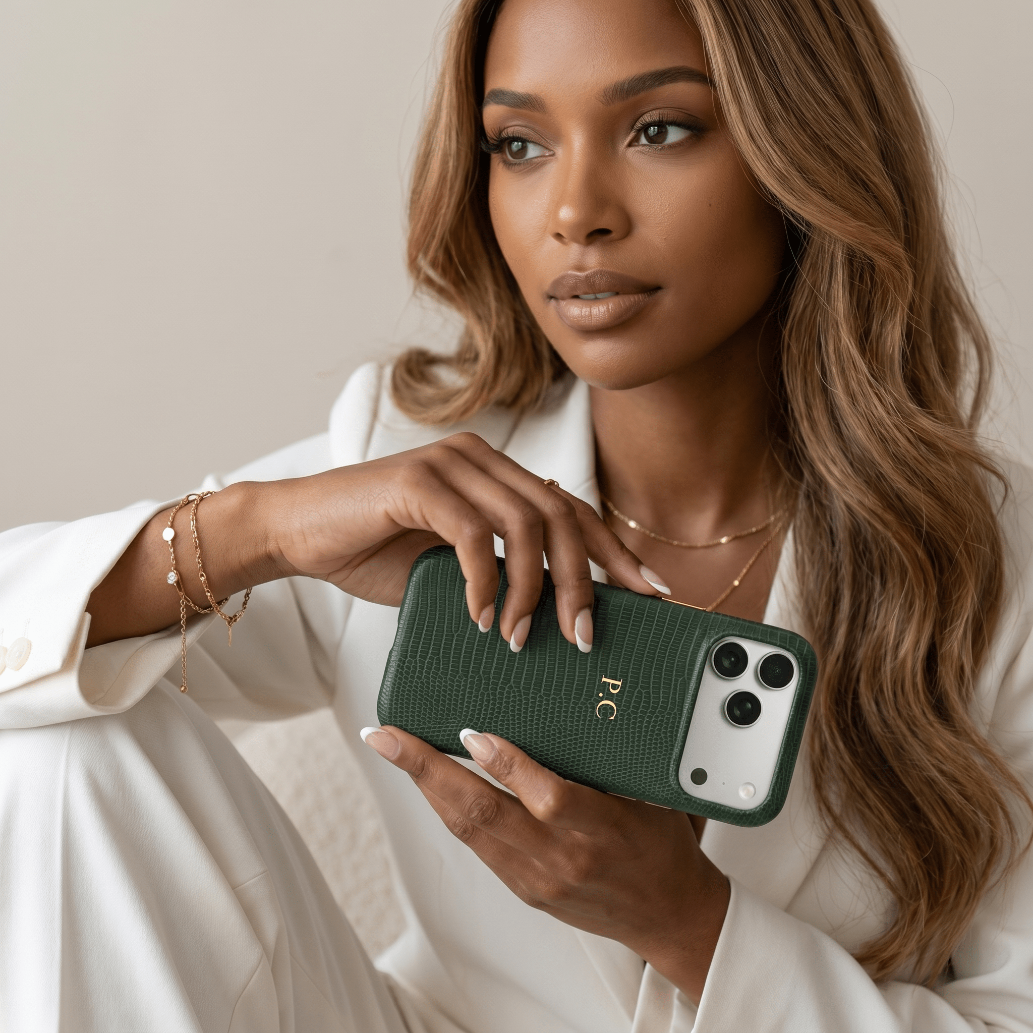 Green Leather Snake iPhone Case - Poly Bands