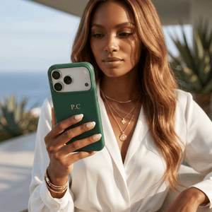 Green Pebble Leather iPhone Case - Poly Bands