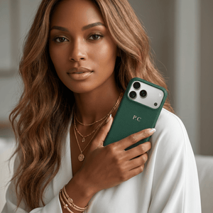 Green Pebble Leather iPhone Case - Poly Bands