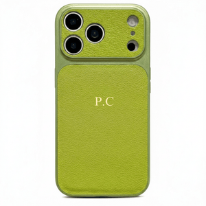 Green Personalized iPhone Case With Leather - Poly Bands