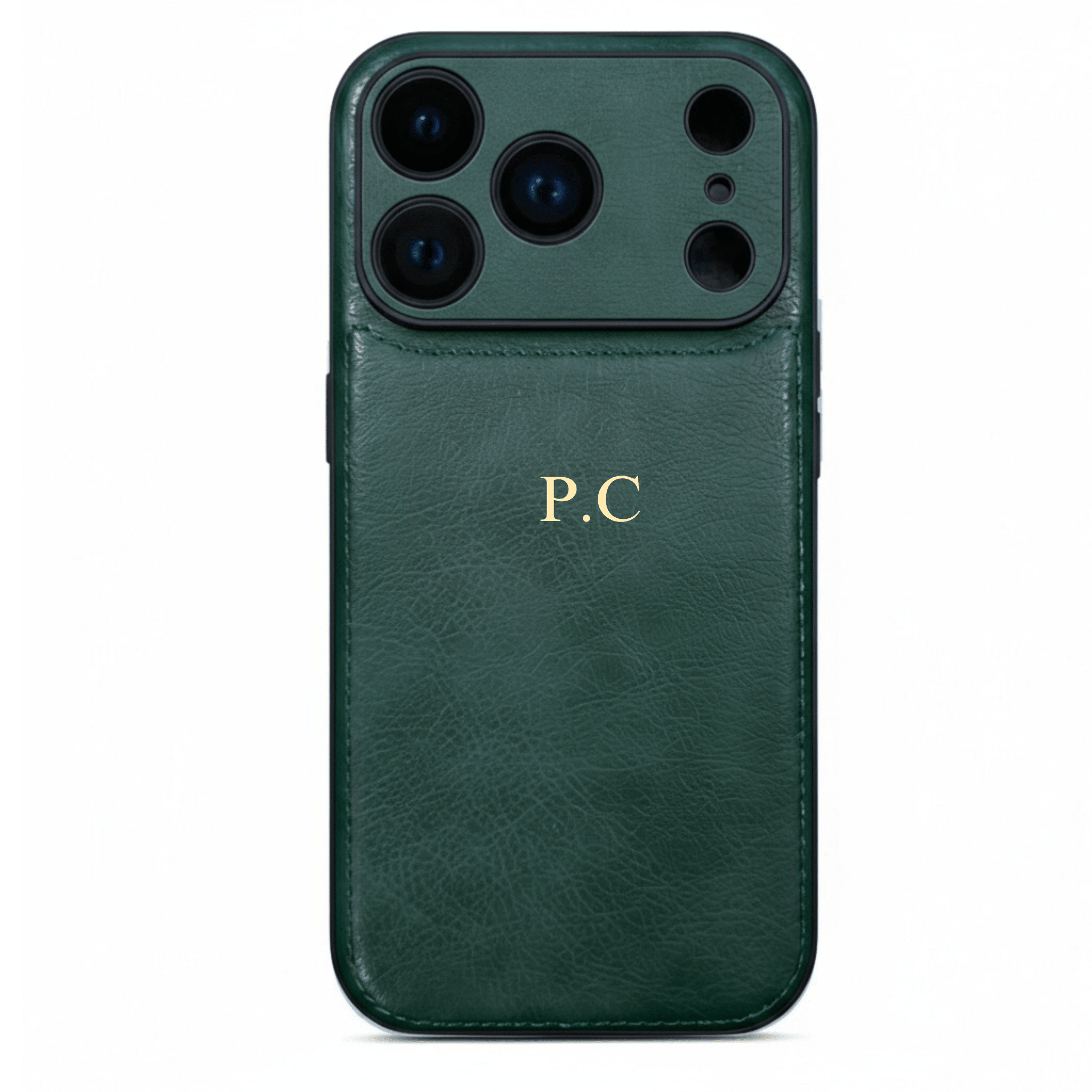 Green Personalized Monogram Leather iPhone Case - Poly Bands