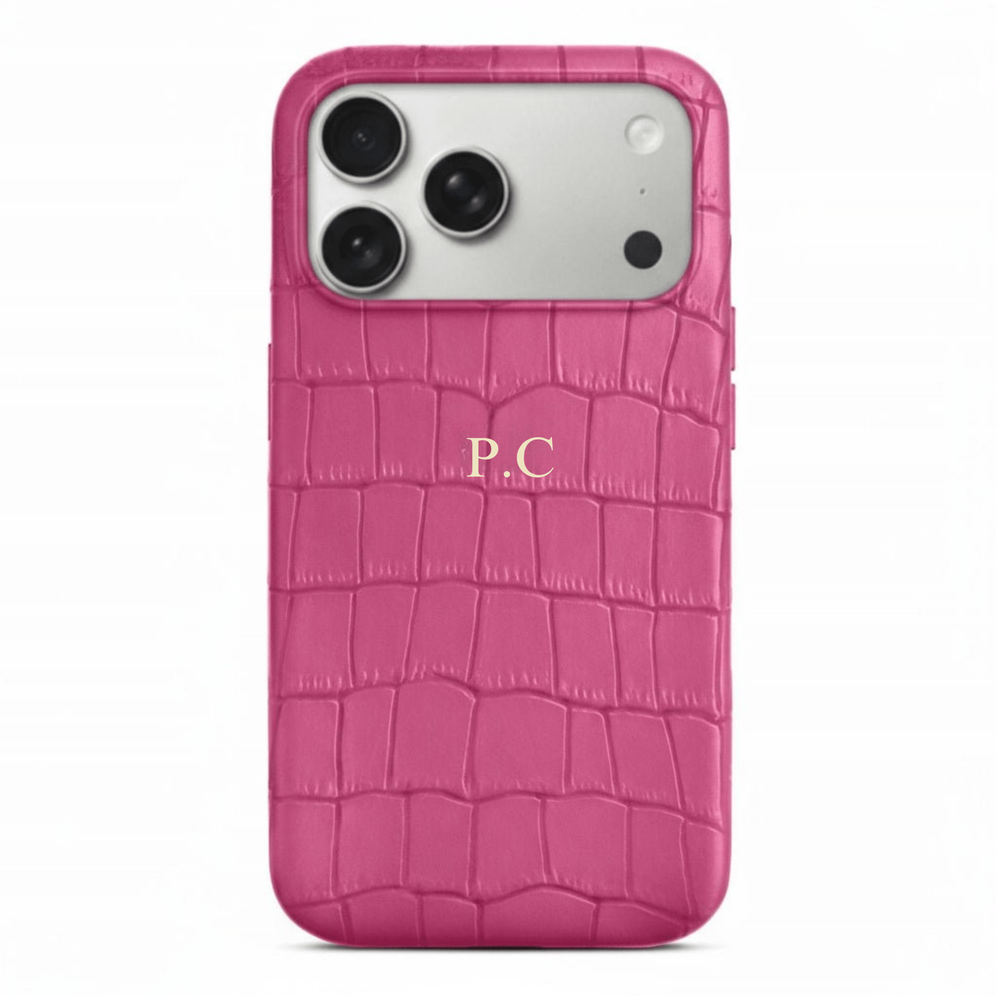Hot pink Crocodile Texture Personalized Leather iPhone Case - Poly Bands