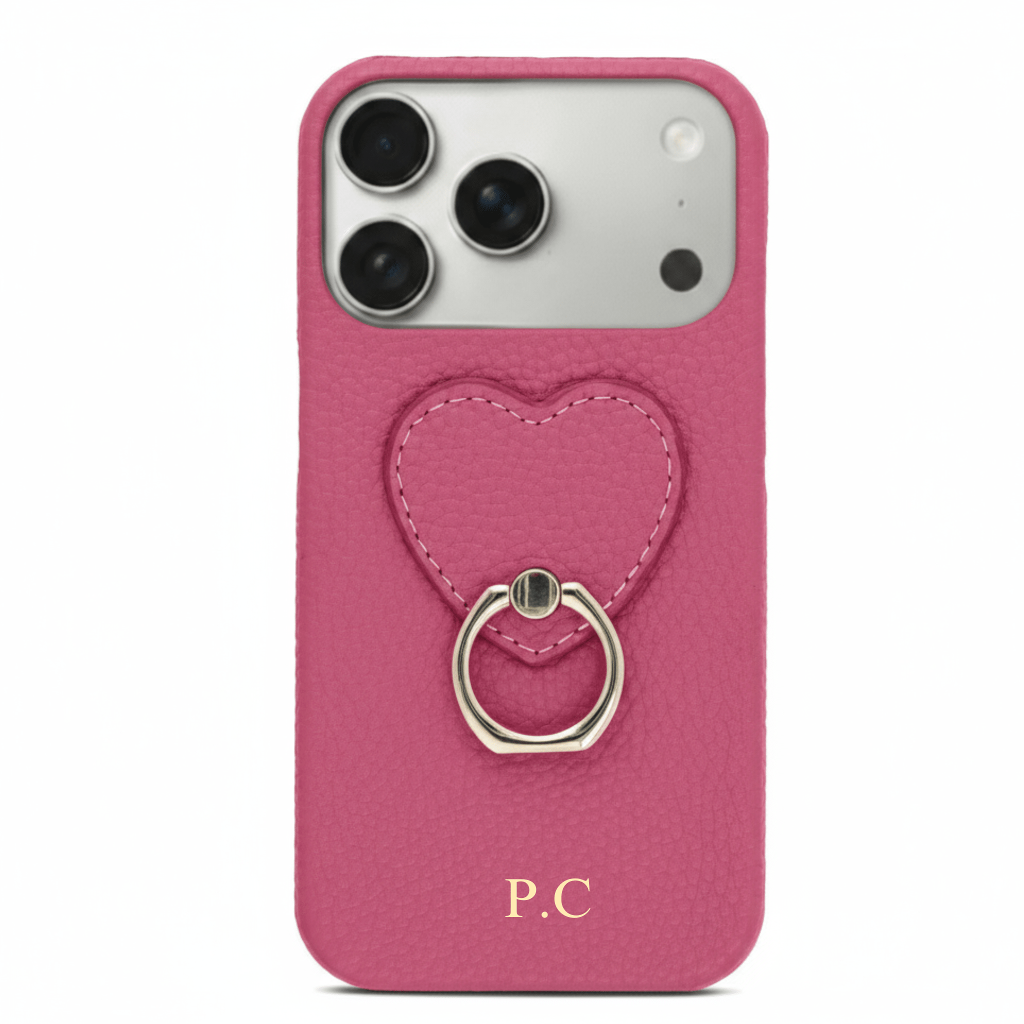 Hot Pink Heart Ring Leather iPhone Case - Poly Bands