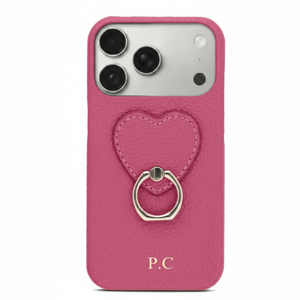 Hot Pink Heart Ring Leather iPhone Case - Poly Bands