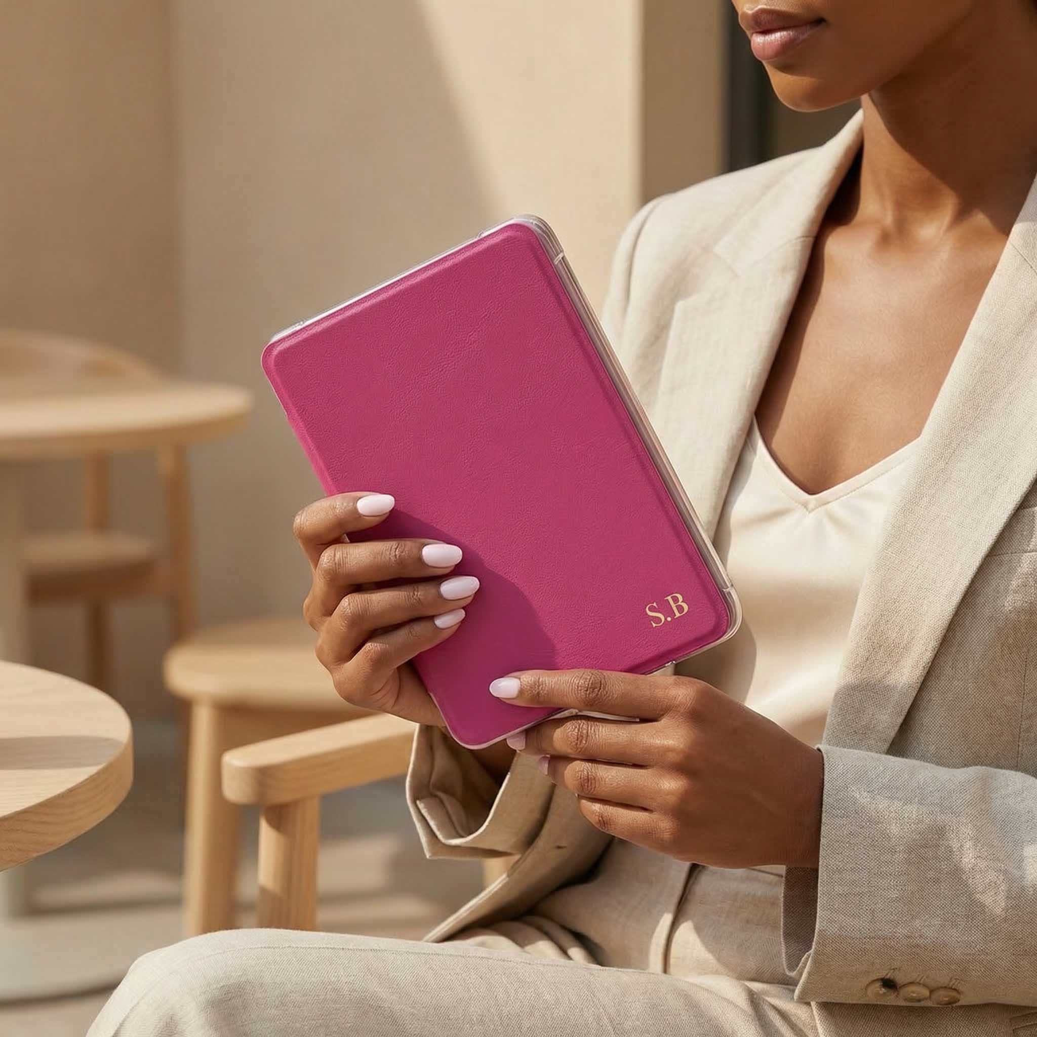 Hot Pink Leather Kindle Case - Poly Bands