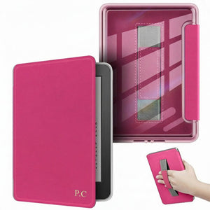 Hot Pink Leather Kindle Case with Hand Strap - Poly Bands
