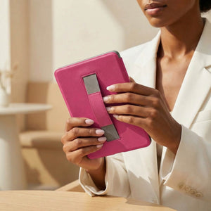 Hot Pink Leather Kindle Case with Hand Strap - Poly Bands