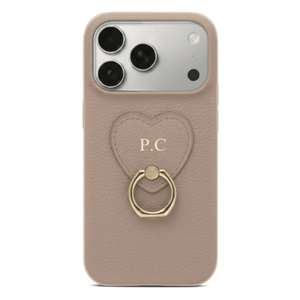 Khaki Heart Ring Leather iPhone Case - Poly Bands