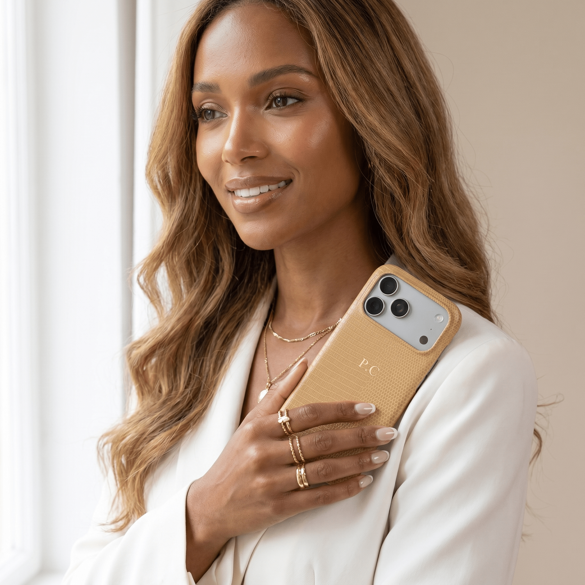 Khaki Leather Snake iPhone Case - Poly Bands