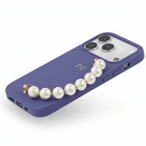 Lavender Leather Magnetic iPhone Case with Pearl Strap - Poly Bands