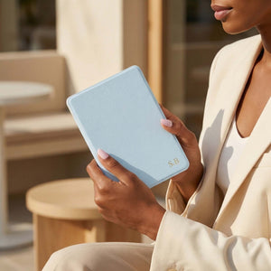Light Blue Leather Kindle Case - Poly Bands