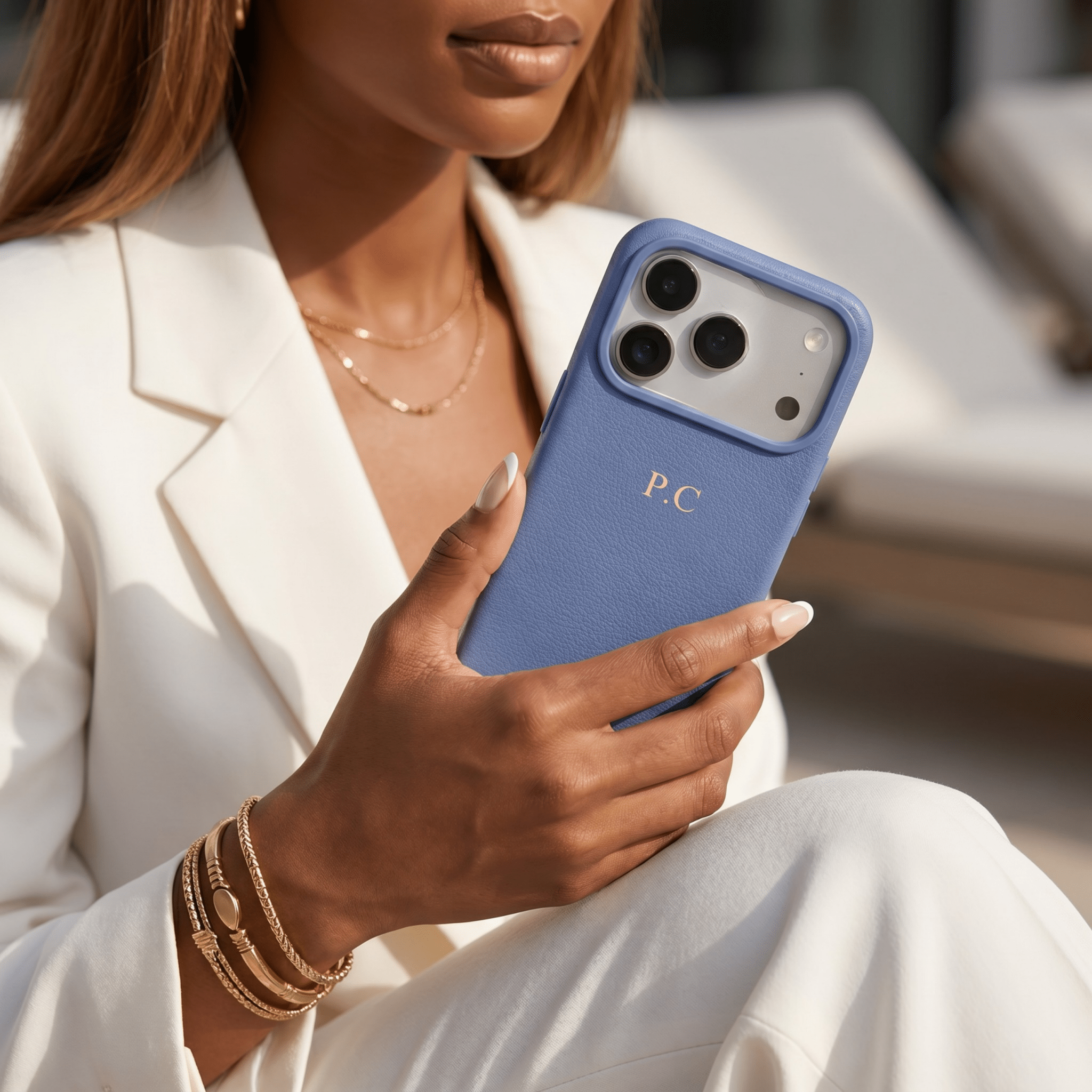 Light Blue Magnetic Leather iPhone Case - Poly Bands