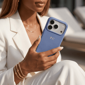 Light Blue Magnetic Leather iPhone Case - Poly Bands