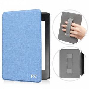 Light Blue Textured Leather Kindle Case with Hand Strap - Poly Bands
