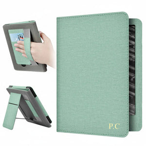 Light Green Leather Kindle Case with Hand Strap and Stand - Poly Bands