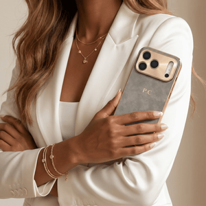 Luxury Lambskin Leather Custom iPhone Case Gray - Poly Bands