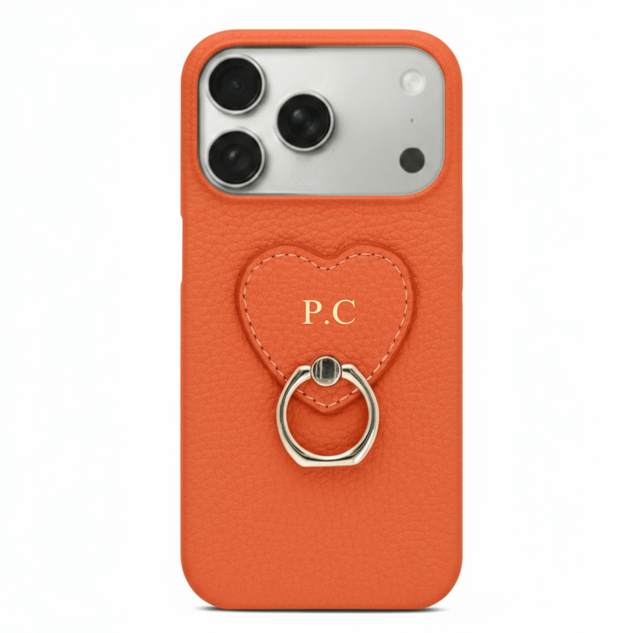Orange Heart Ring Leather iPhone Case - Poly Bands