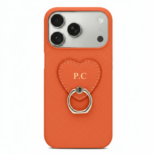Orange Heart Ring Leather iPhone Case - Poly Bands