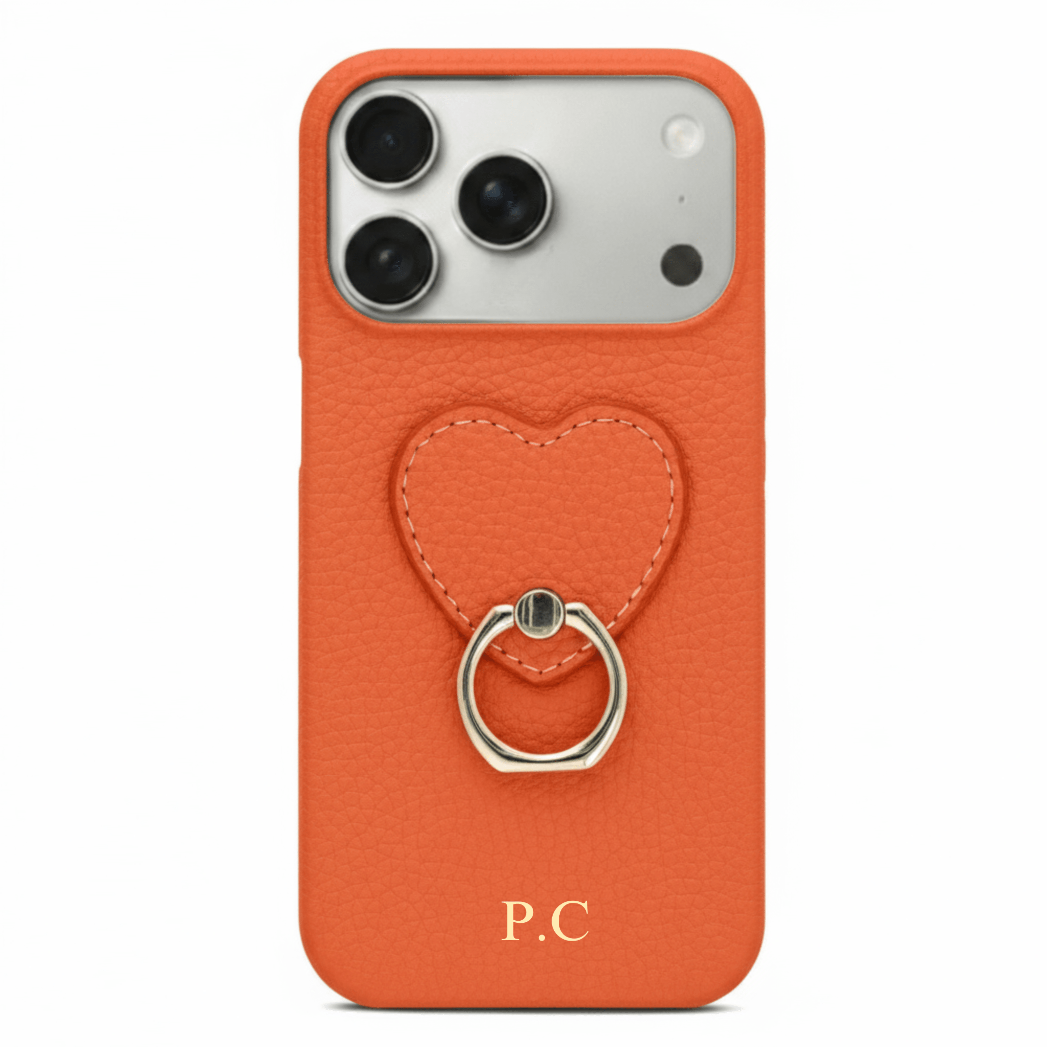 Orange Heart Ring Leather iPhone Case - Poly Bands