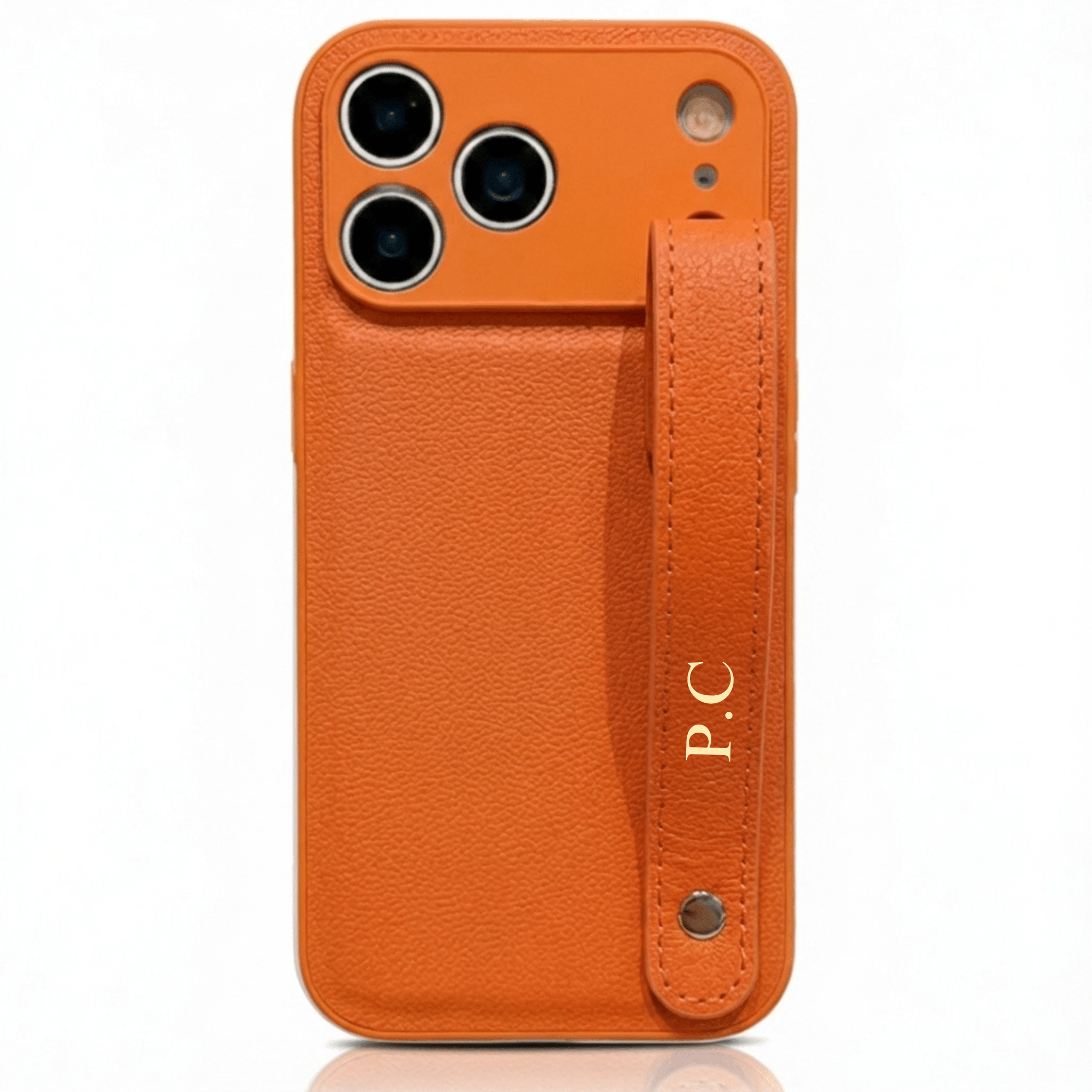 Orange Leather iPhone Case with Strap - Poly Bands