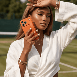 Orange Leather iPhone Case with Strap - Poly Bands