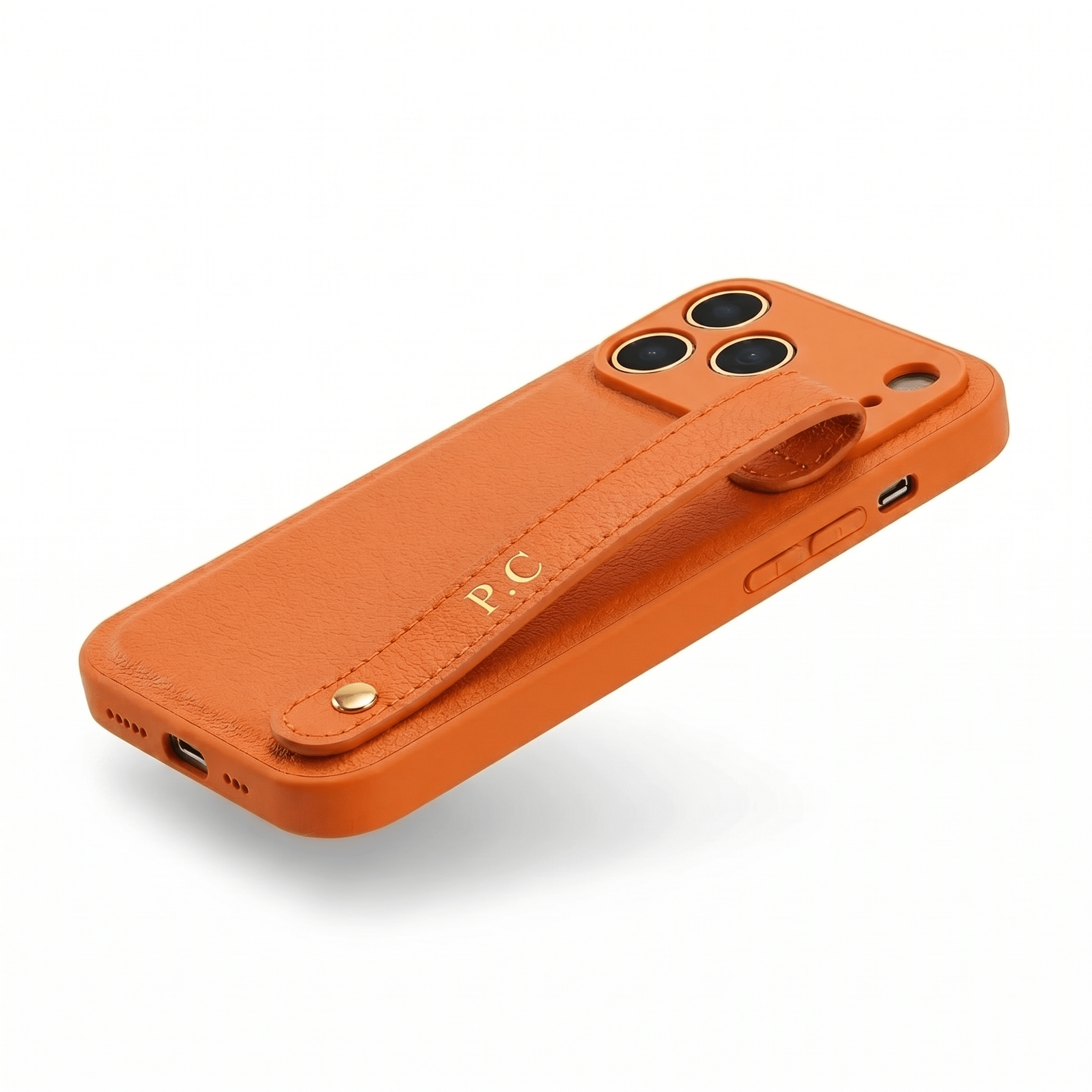 Orange Leather iPhone Case with Strap - Poly Bands