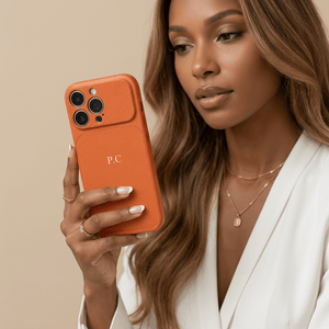 Orange Personalized iPhone Case With Leather - Poly Bands