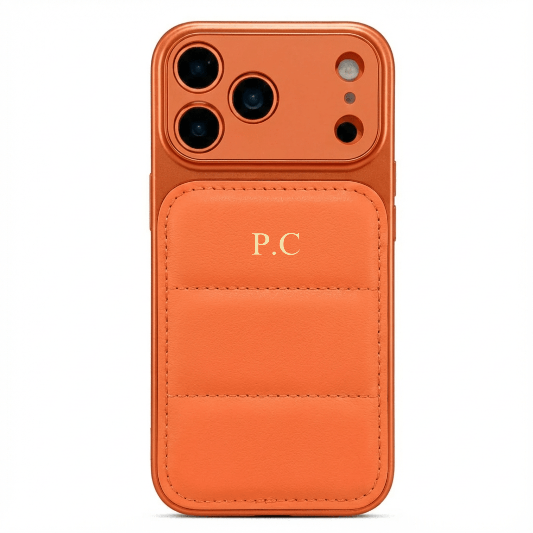 Orange Personalized iPhone Leather Case - Poly Bands