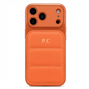 Orange Personalized iPhone Leather Case - Poly Bands