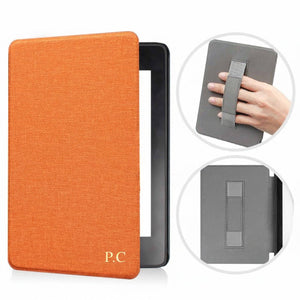 Orange Textured Leather Kindle Case with Hand Strap - Poly Bands