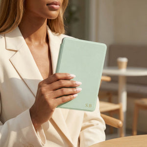 Pastel Green Leather Kindle Case with Hand Strap - Poly Bands