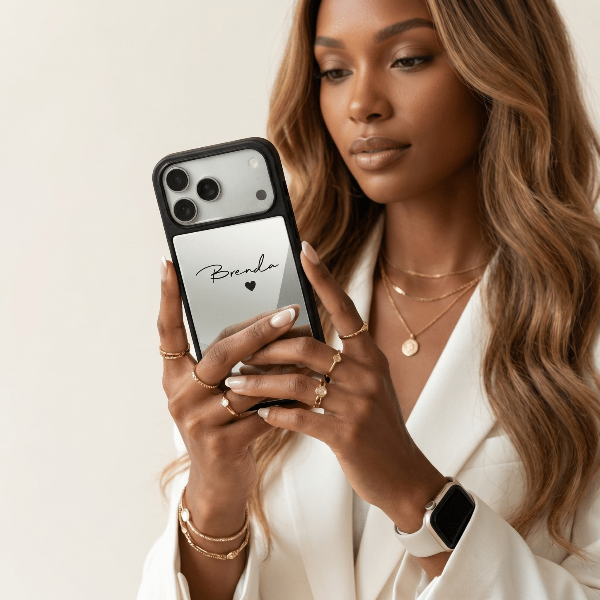 Personalized Mirror iPhone Case - Poly Bands