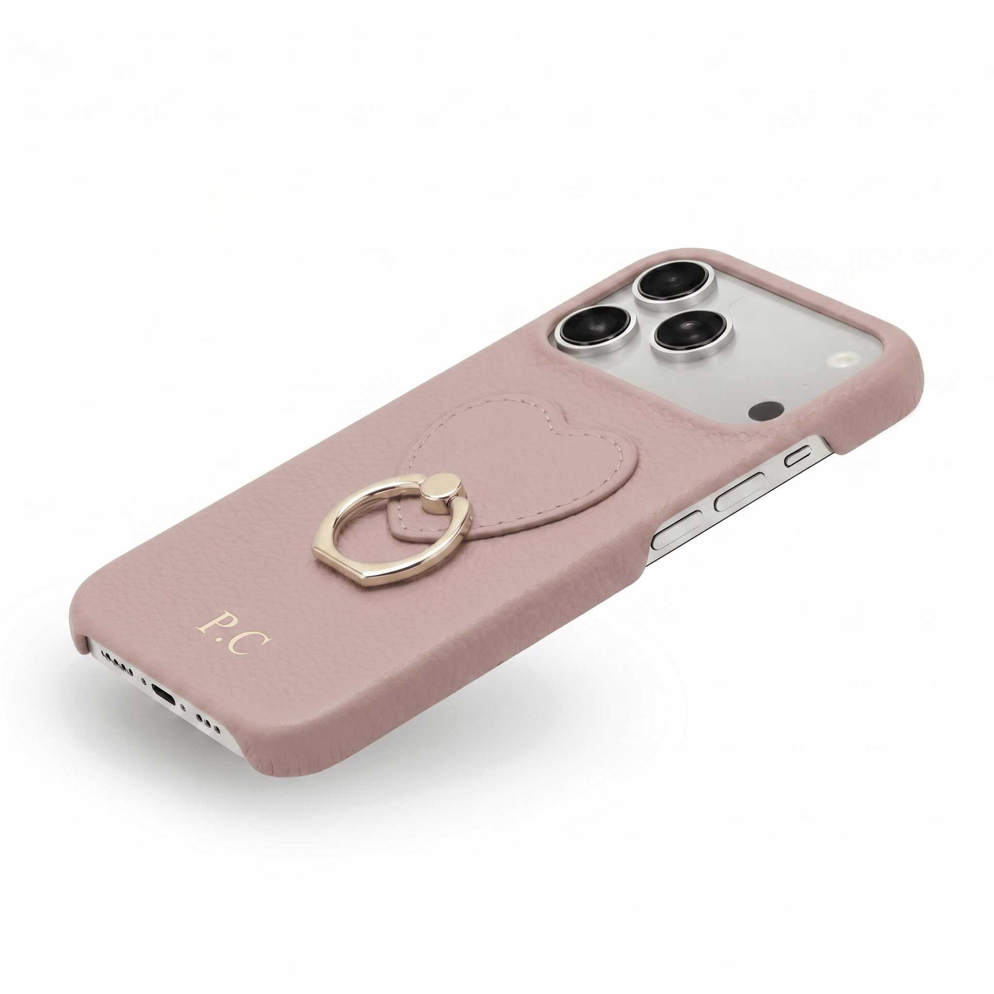Pink Heart Ring Leather iPhone Case - Poly Bands