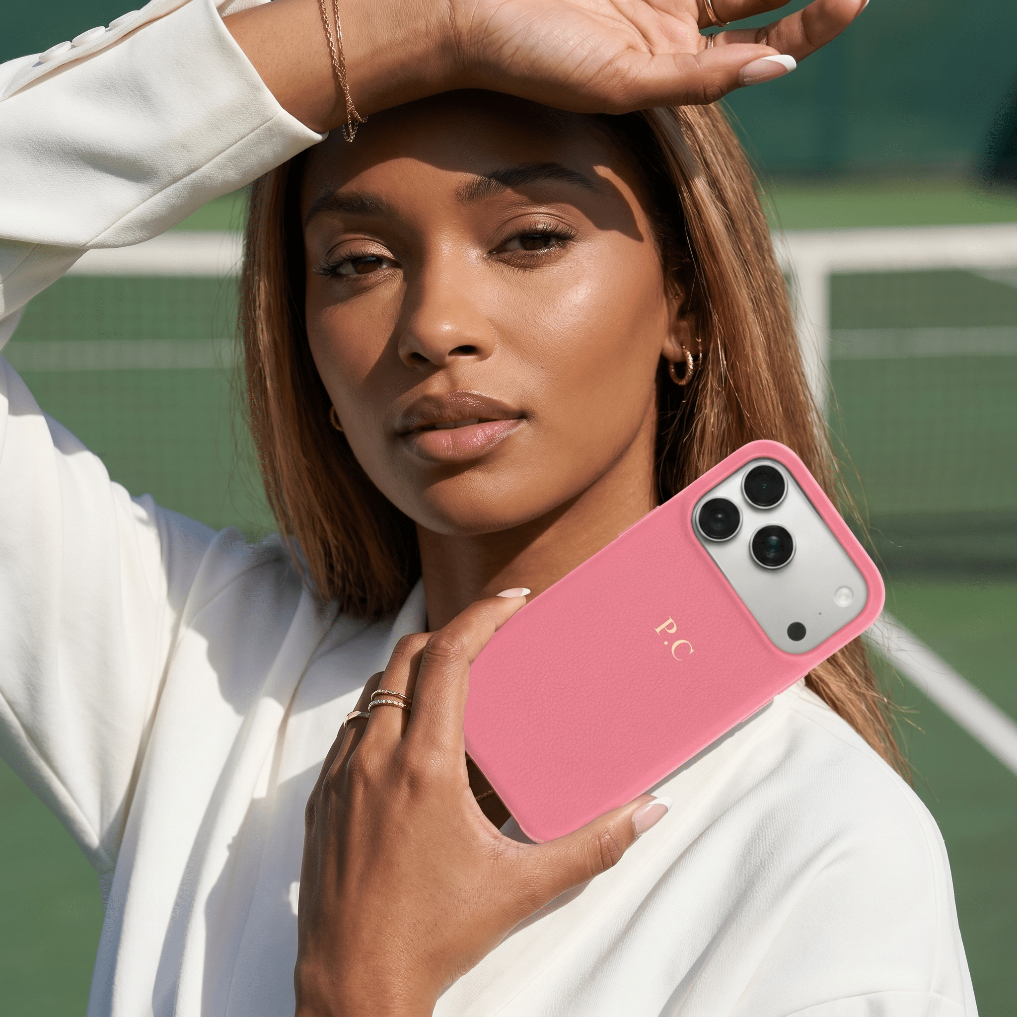 Pink Leather iPhone Case - Poly Bands