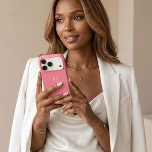 Pink Leather iPhone Case - Poly Bands