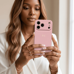 Pink Leather iPhone Case - Poly Bands