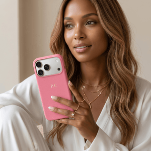 Pink Leather iPhone Case - Poly Bands