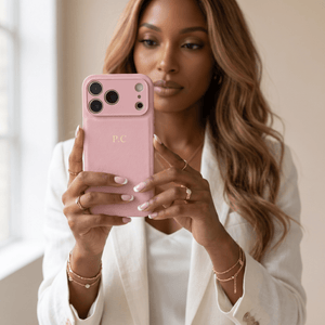 Pink Leather iPhone Case - Poly Bands
