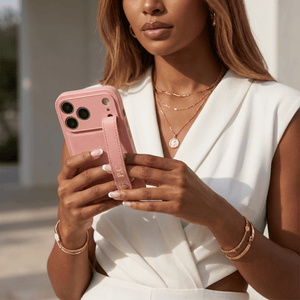 Pink Leather iPhone Case with Strap - Poly Bands