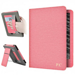 Pink Leather Kindle Case with Hand Strap and Stand - Poly Bands