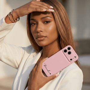 Pink Personalized Leather iPhone Case - Poly Bands
