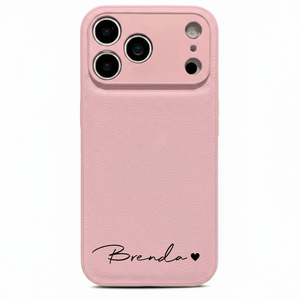 Pink Personalized Leather iPhone Case - Poly Bands