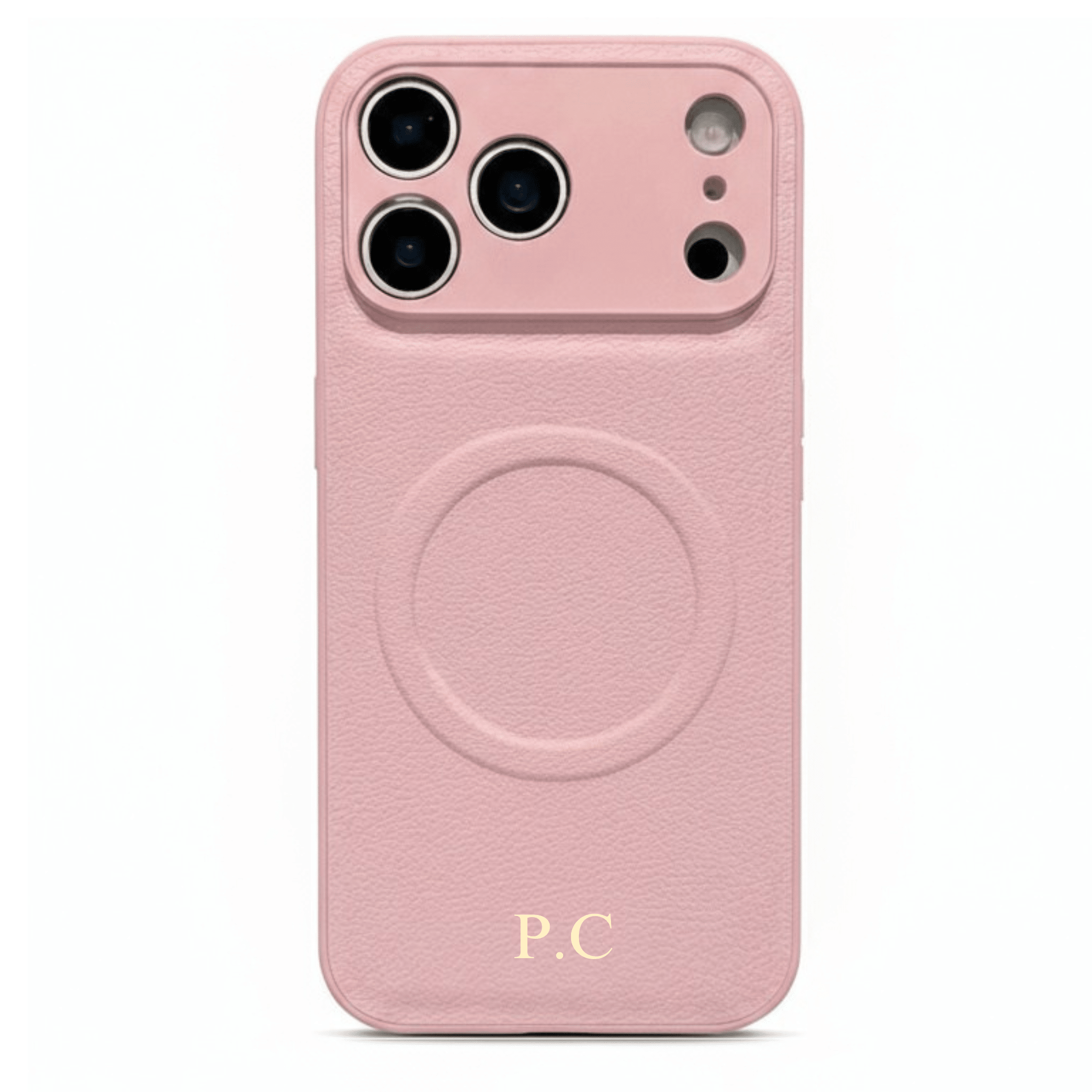 Pink Personalized Magnetic Leather iPhone Case - Poly Bands