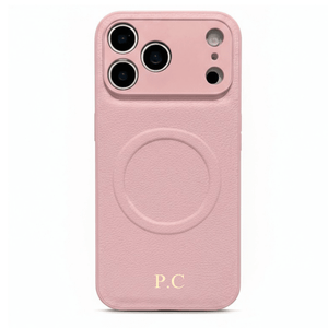 Pink Personalized Magnetic Leather iPhone Case - Poly Bands