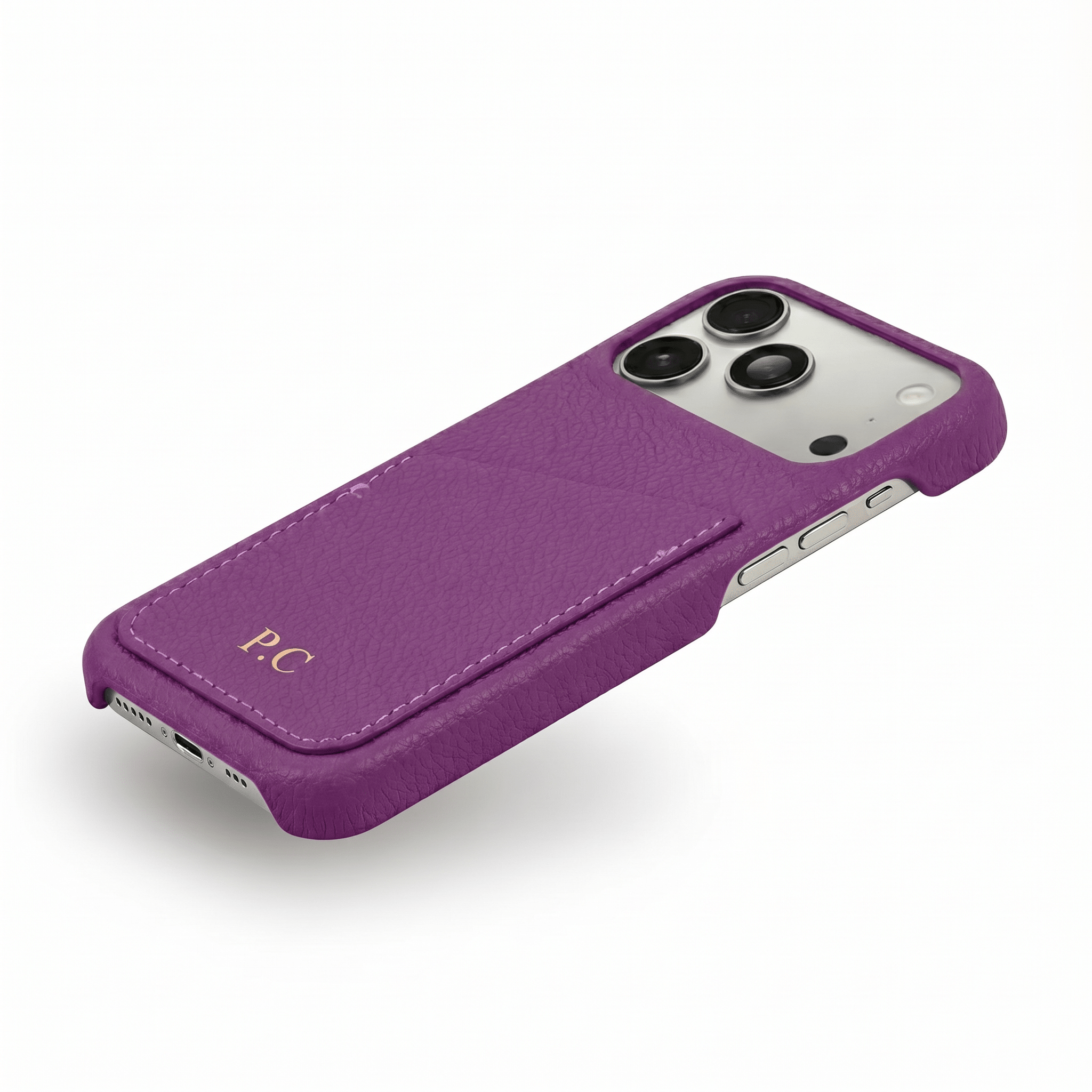 Purple Card Holder Leather iPhone Case - Poly Bands