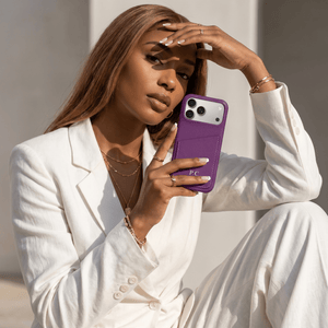 Purple Card Holder Leather iPhone Case - Poly Bands